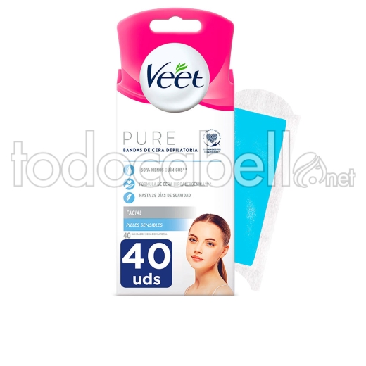 Veet Bandas De Cera Pure Facial Piel Sensible 40 U