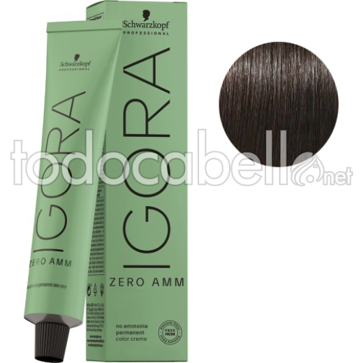 Schwarzkopf Tinte Igora ZERO AMM sin amoniaco 4-13 Castaño Medio Ceniza Mate 60ml