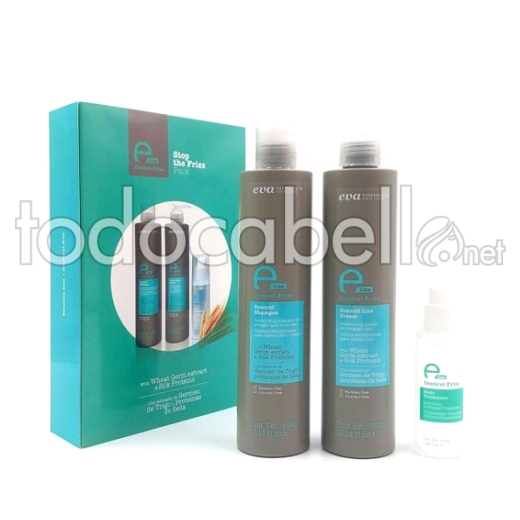 Eva Professional Pack E-Line Frizz Control (Champú 300ml + Acondicionador 300ml + Tratamiento de puntas 50ml)